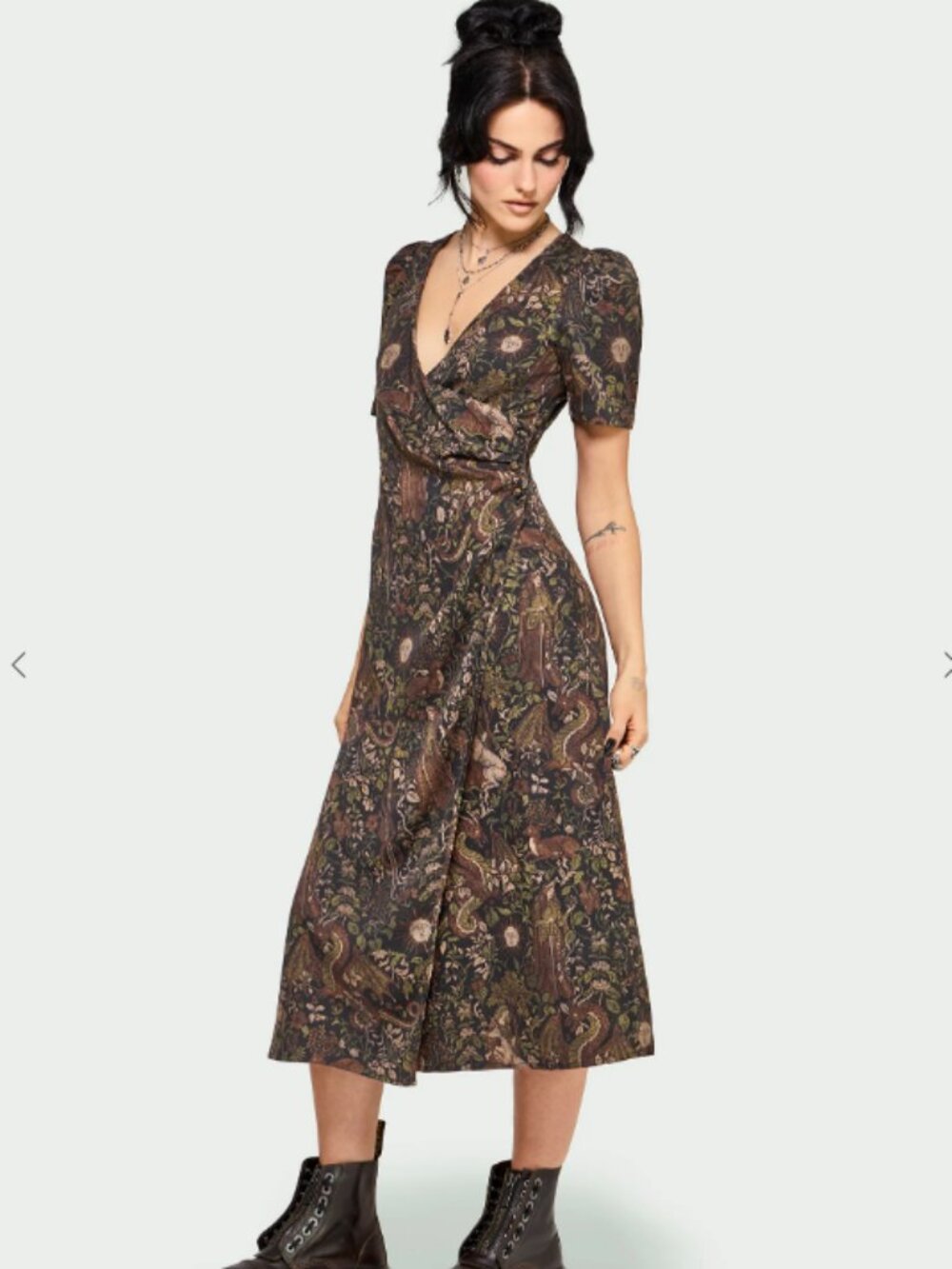 Disturbia Haunt Medieval Print Wrap Midi Shirt Dress Size 8